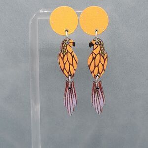 Parrot With Purple Tail Earrings